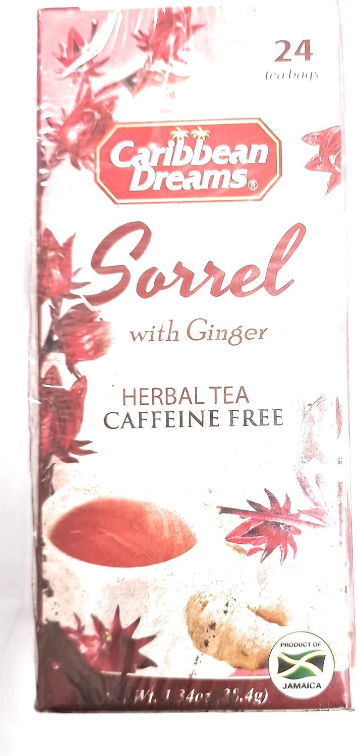 Sorrel & Ginger Tea, 24 Tea Bags, All Natural, Caffeine Free, Herbal Tea, White,
