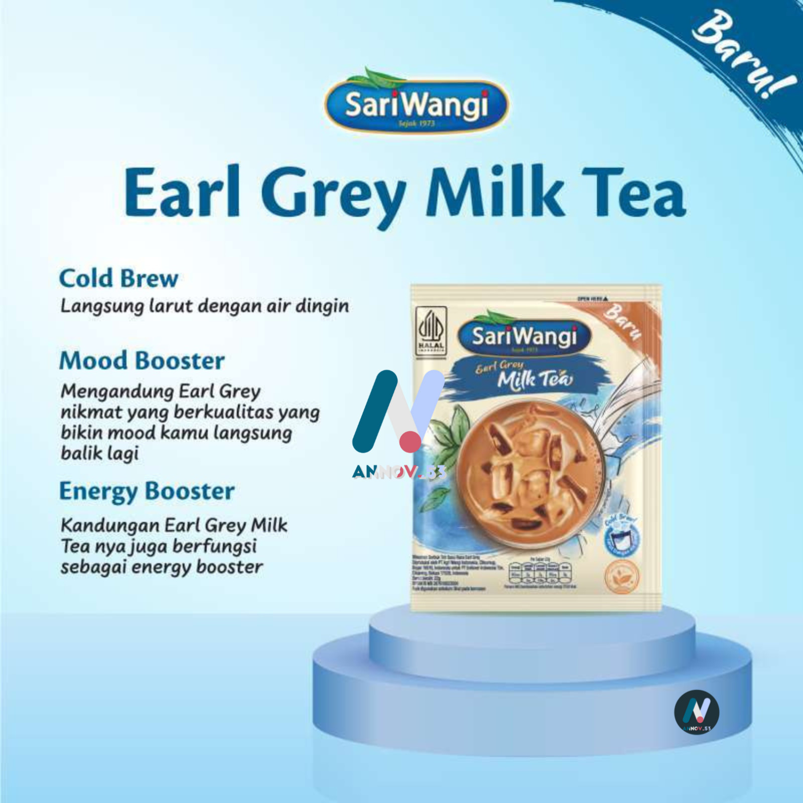 SARIWANGI Matcha Latte Earl Grey Milk Green Tea Drink Super Food Mood Booster