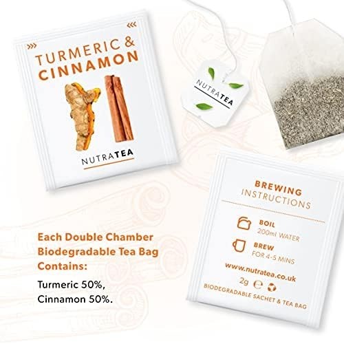 20 Individually Wrapped Turmeric & Cinnamon Teabags – Herbal Blend for Health