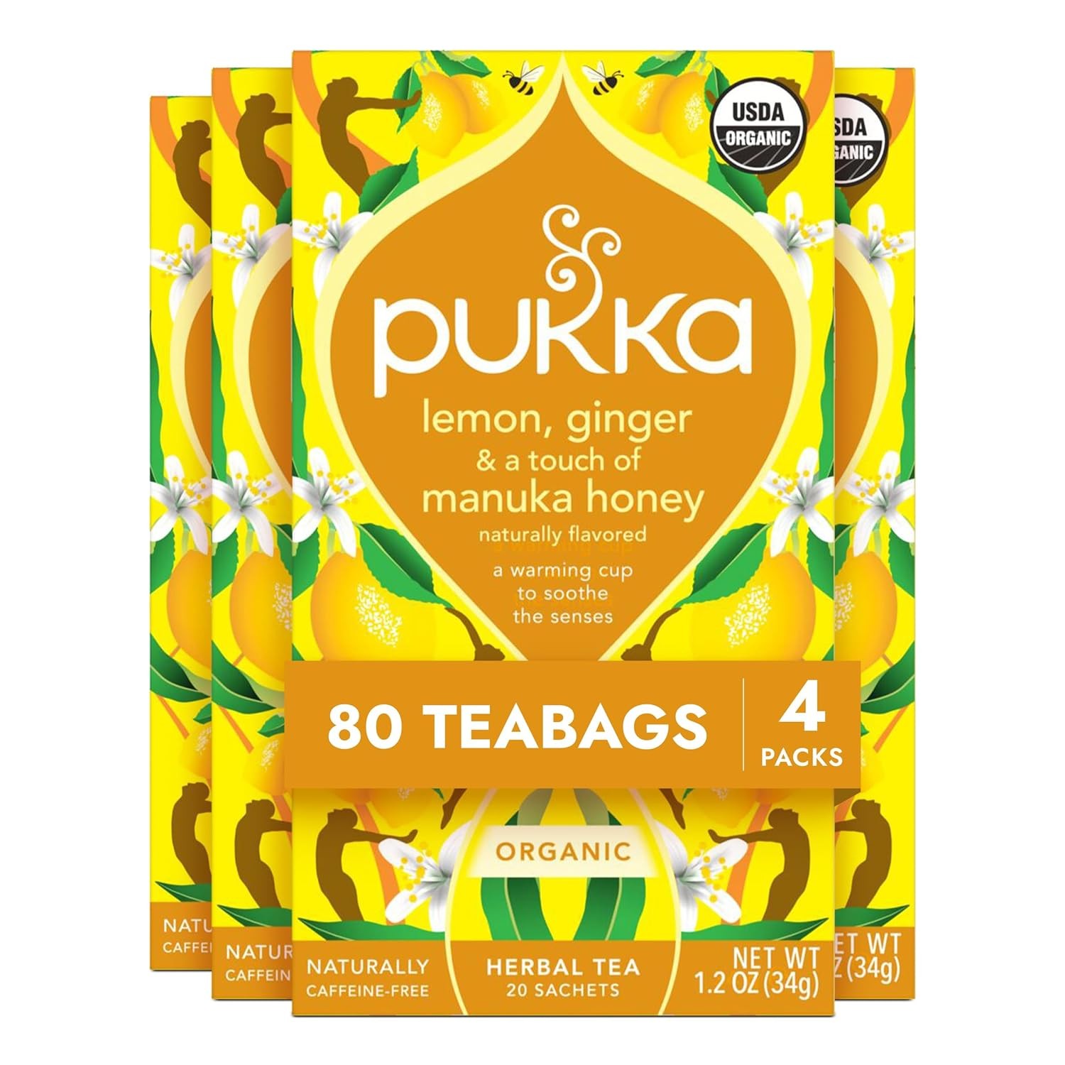 Organic Lemon Ginger Manuka Honey Herbal Immune Boosting Tea Blend