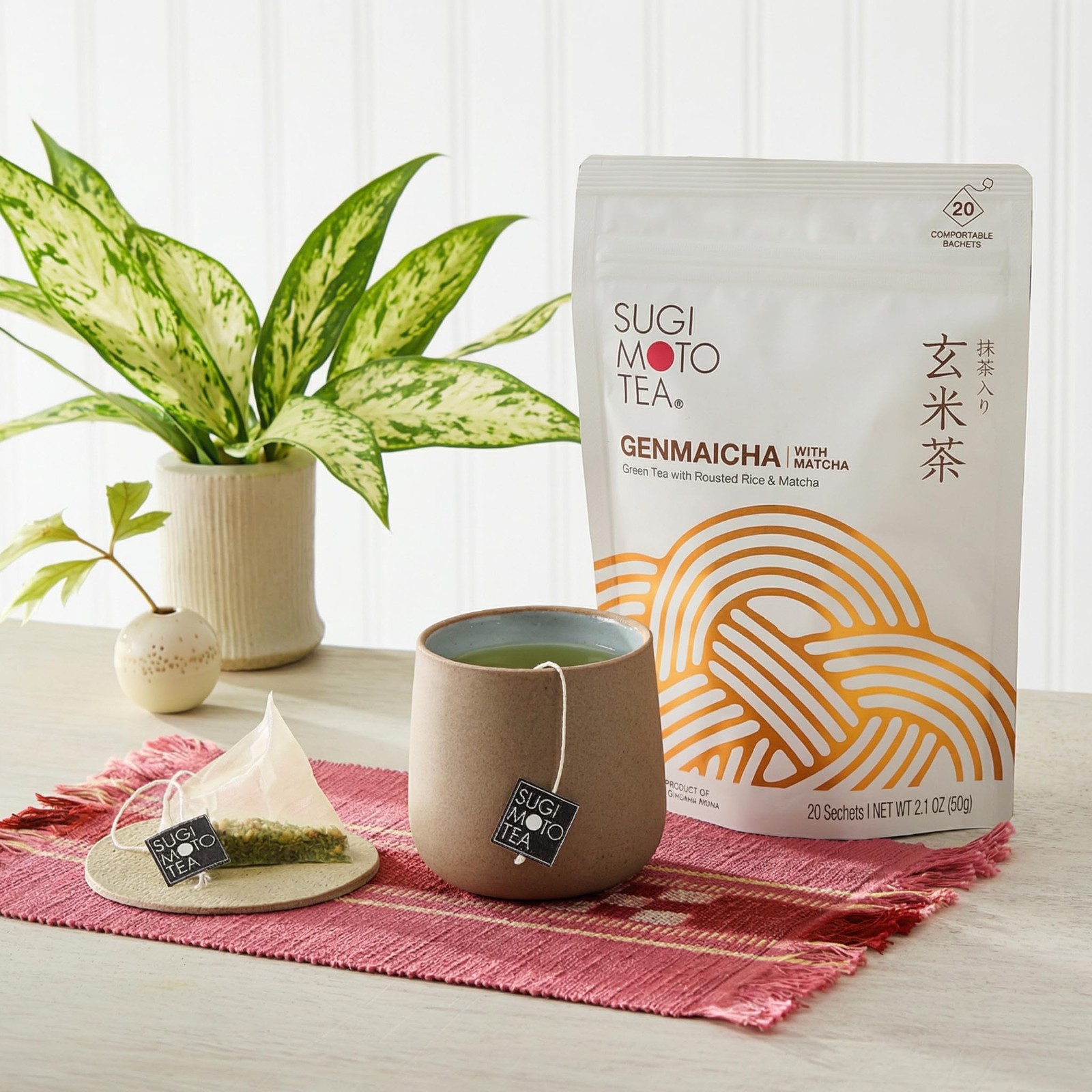 20 PCS Authentic Japanese Genmaicha Brown Rice Matcha Green Tea Bags Pack