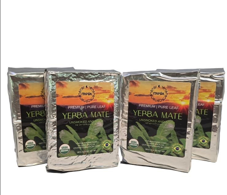 GOYERBAMATE Premium Organic Yerba Mate Smoke Free, Pure Leaf 4 x 500g 1.1 lbs