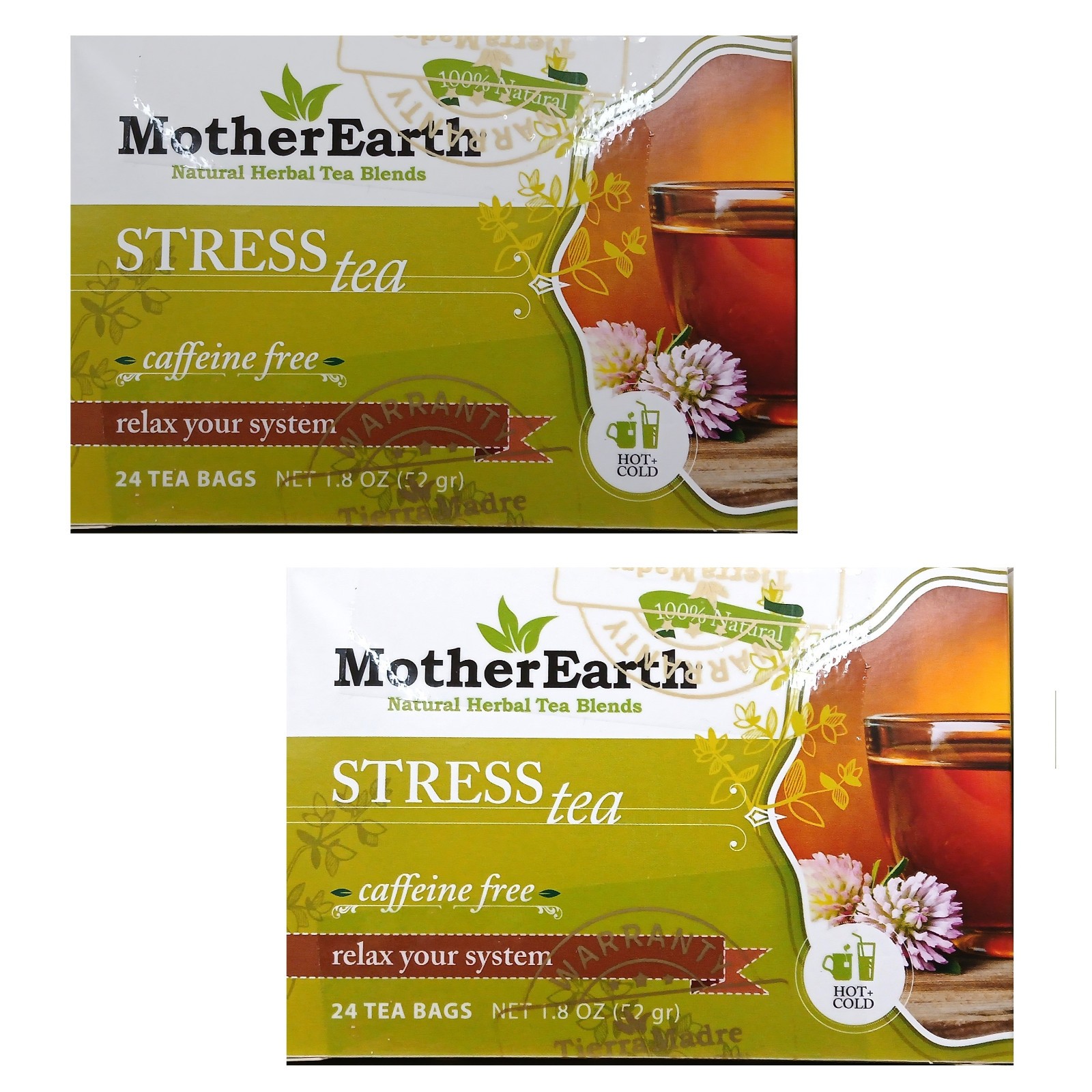 Mother Earth Stress Tea Blend -Relax Your System- Caffeine Free, 48 Tea Bags