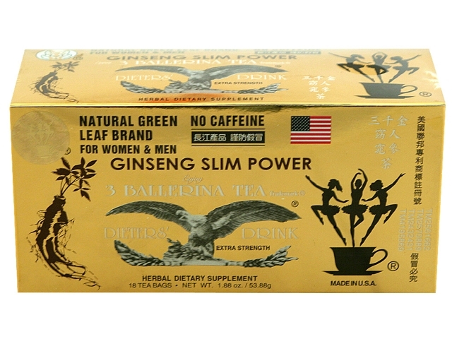 3 BALLERINA TEA DIETERS DRINK WEIGHT LOSS DIET GINSENG FLAVOUR (18 TEA BAGS)
