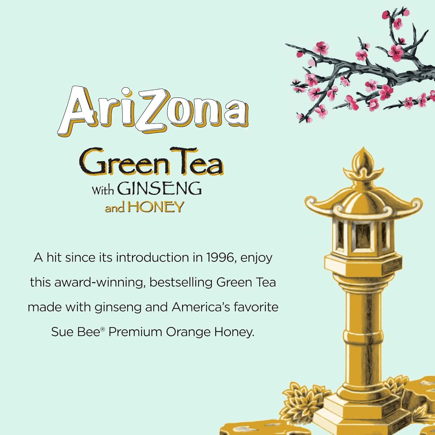 Green Tea with Ginseng and Honey – Big Can, 22 Fl Oz Pack of 12