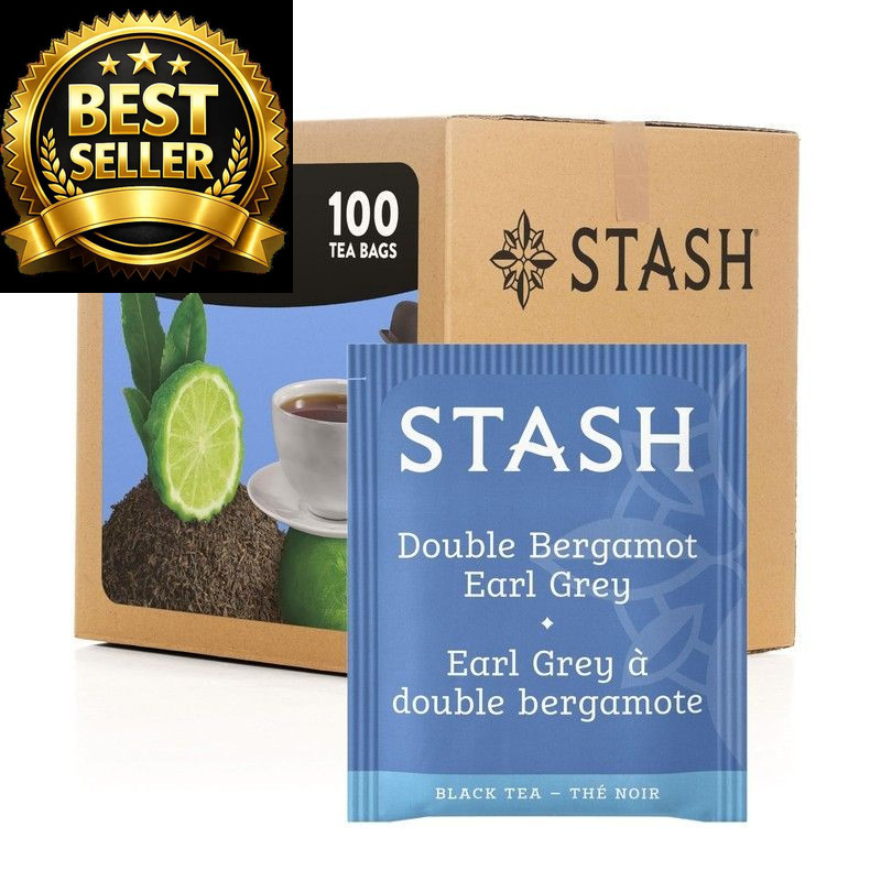 Stash Tea Double Bergamot Earl Grey Black Tea, Box of 100 Count (Pack 1)
