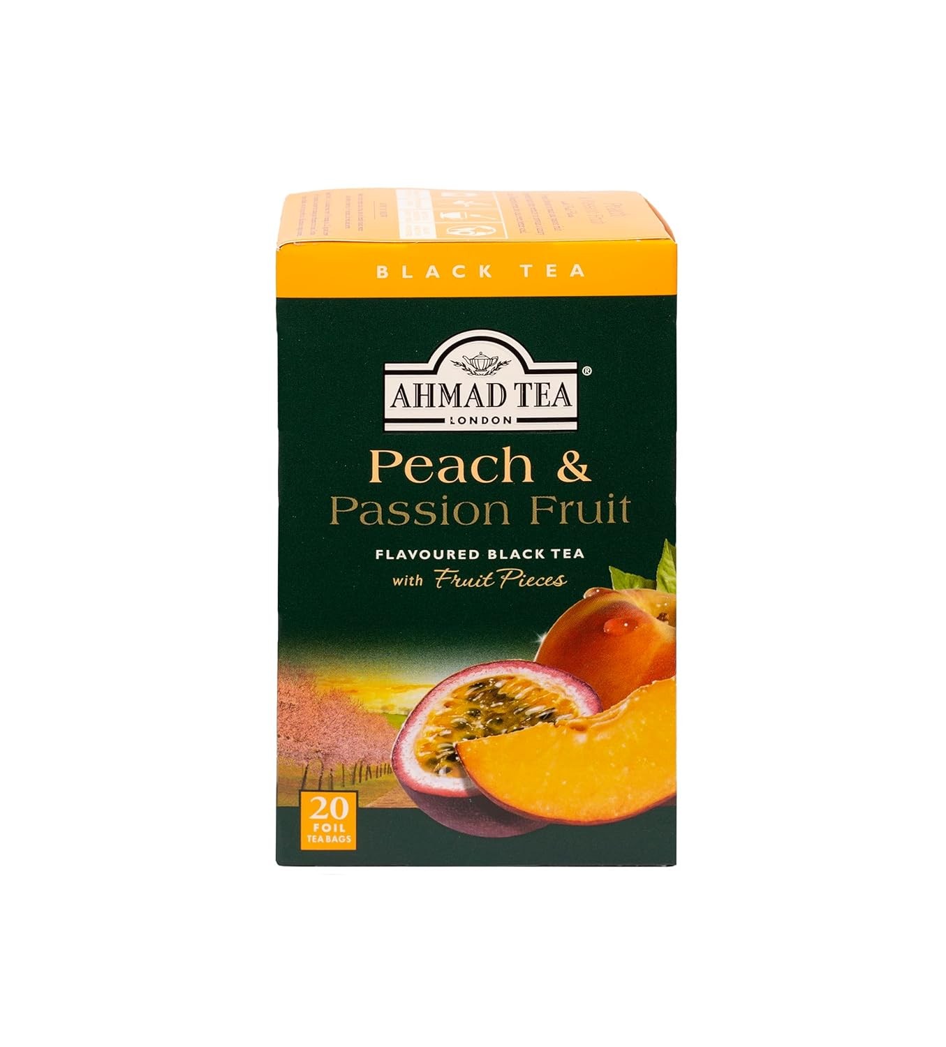 Ahmad Tea Peach & Passion Fruit Black Tea, 20-Count Boxes (Pack of 6)