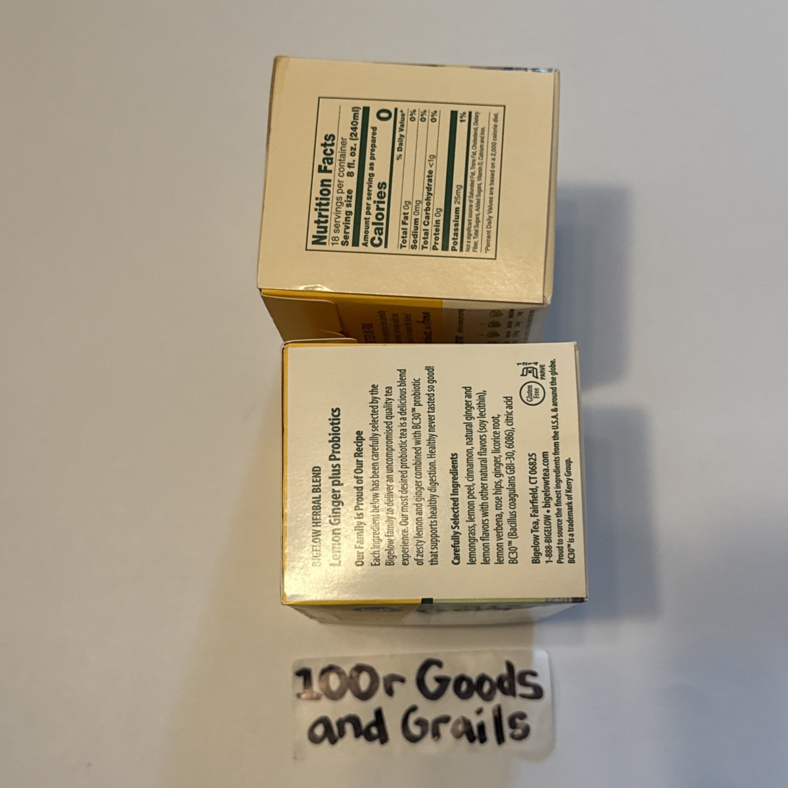 Bigelow Lemon Ginger Plus Probiotics Herbal Tea 108 Bags Lot of 2 Exp 08/2025