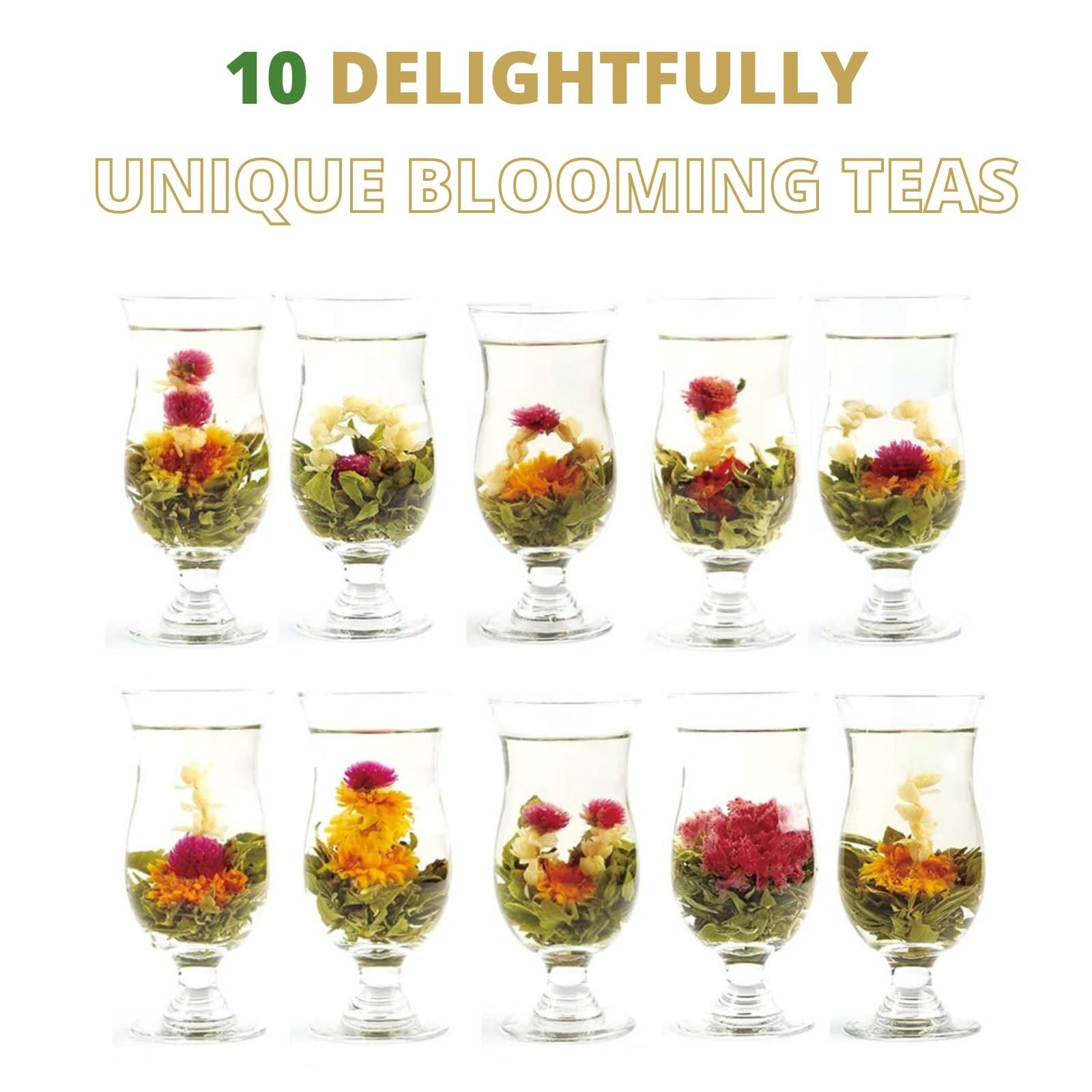 10 Assorted Blooming Flower Tea Balls Gift Set| Handmade Herbal Flowering Tea…