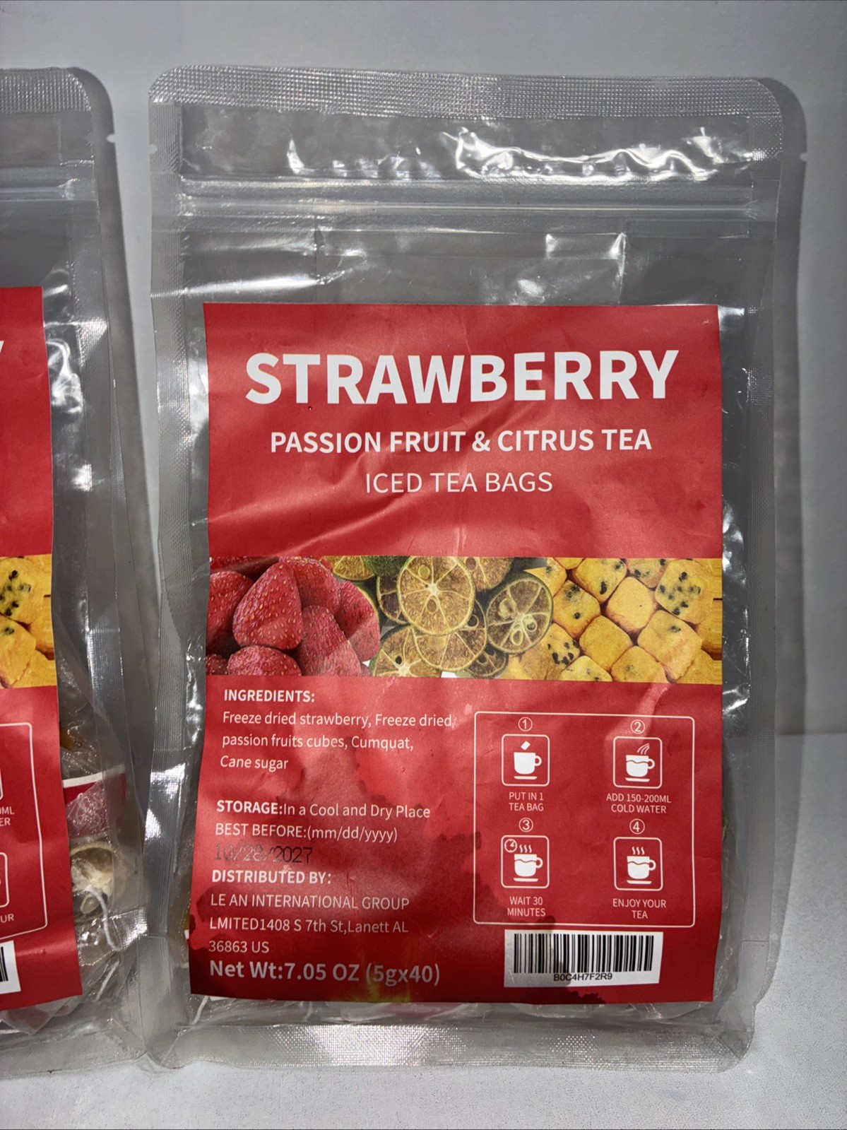 2 Sealed Bags Strawberry Passion Ice Fruit + Citrus Tea Bags
