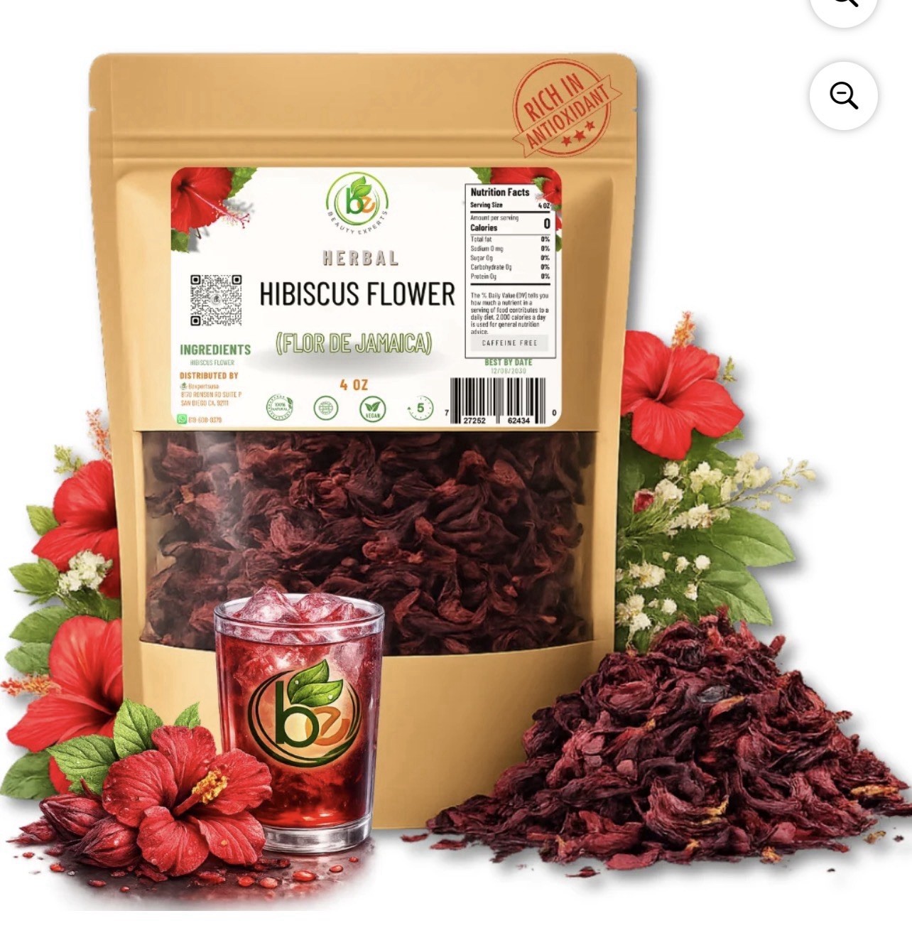 Back To Basics 4 Oz 100% Premium Dried Hibiscus Flowers Tea,Jaimaica Tea