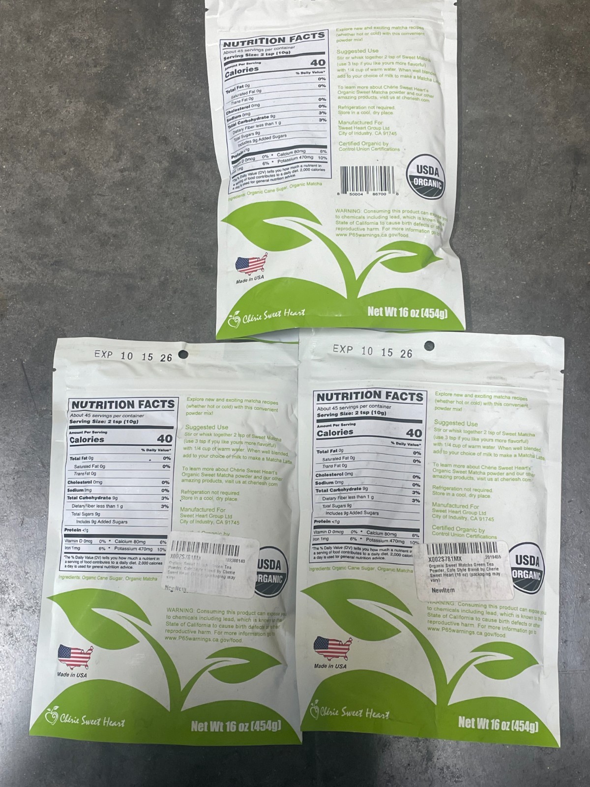 Lof of 12 Cherie Sweet Heart Sweet Matcha- 16 oz New Packaging