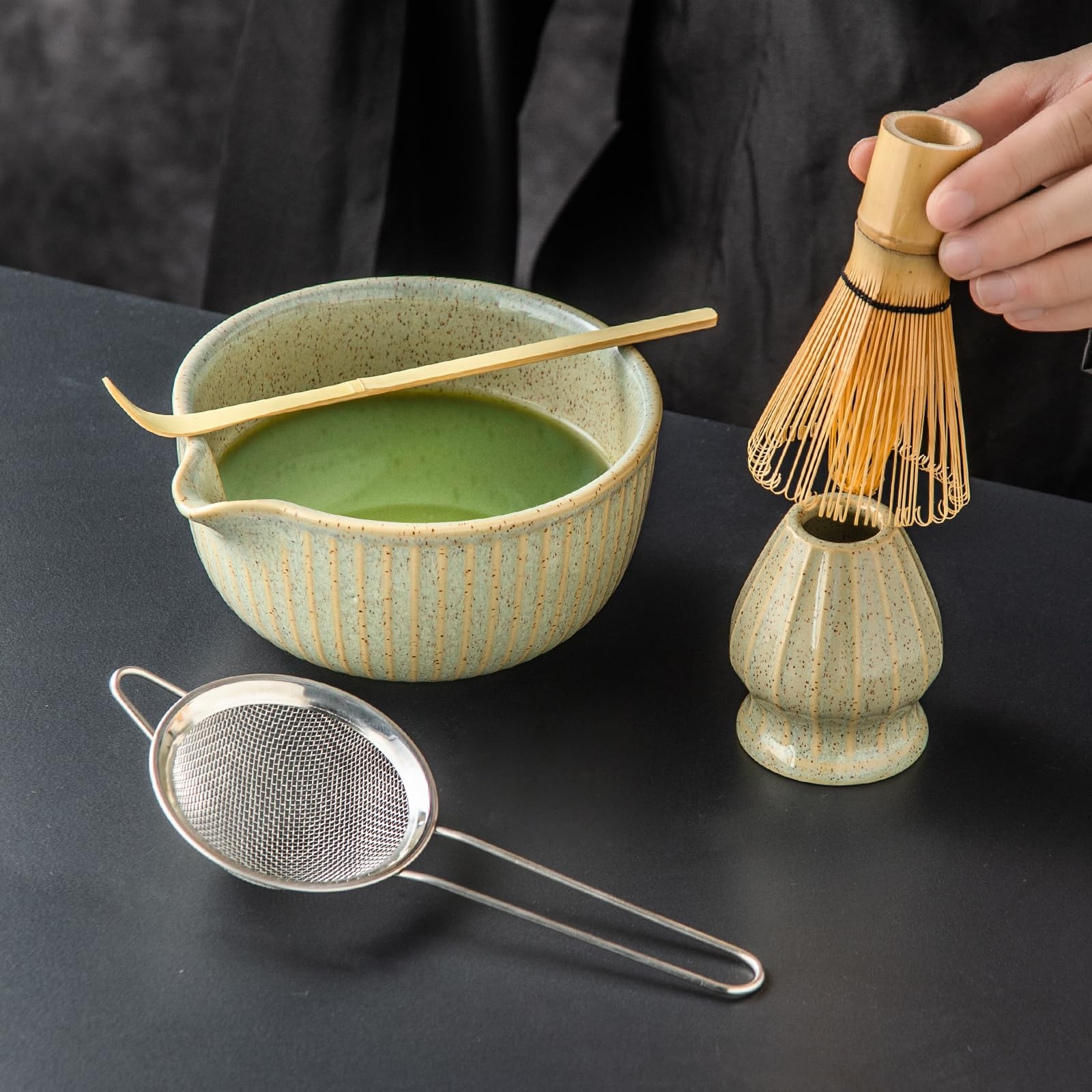 5-Piece Matcha Kit – Complete Matcha Set with Whisk, Bowl with Spout, Scoop, …