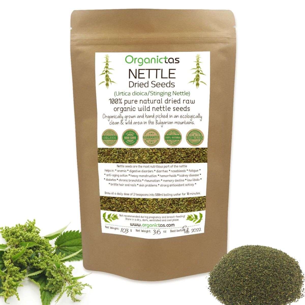 Organic NETTLE SEED TEA – Dried & Crushed Nettle Seeds Tea with Benefits 200g