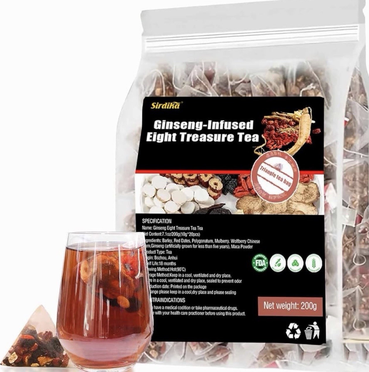 Ginseng Eight Treasure Tea Bofutang 120g 20 Bags Herbal Substitute Tea Exp 2027
