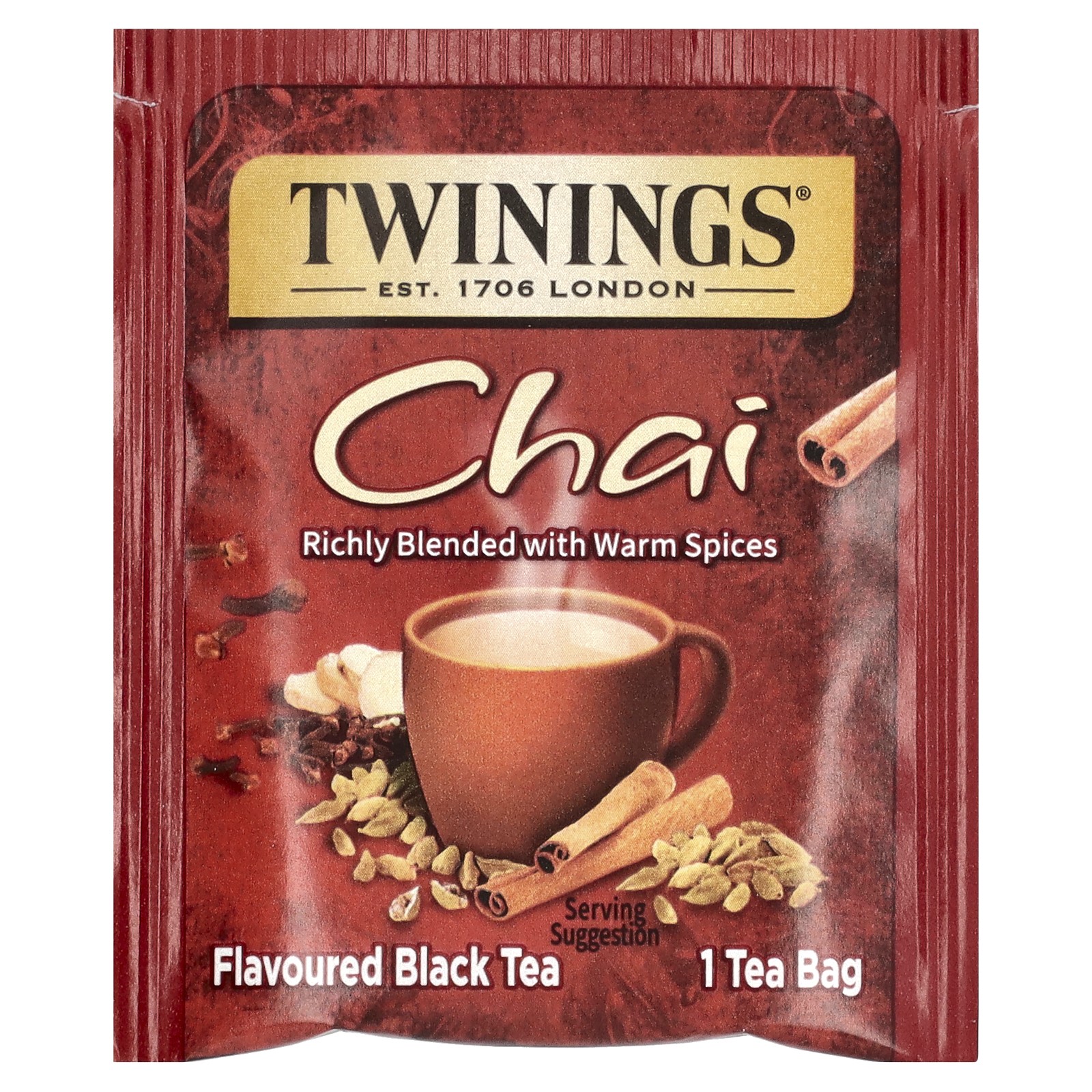 Flavored Black Tea, Chai, 25 Tea Bags, 1.76 oz (50 g)