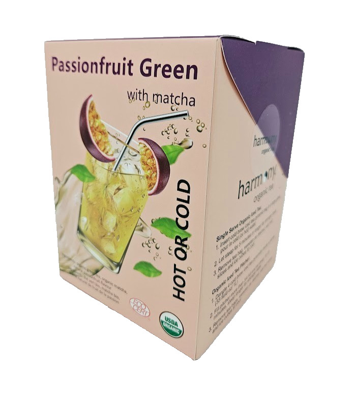 ICED TEA Cold Brew Passionfruit Green 25 Pyramids Tea Bags Harmony Organic New
