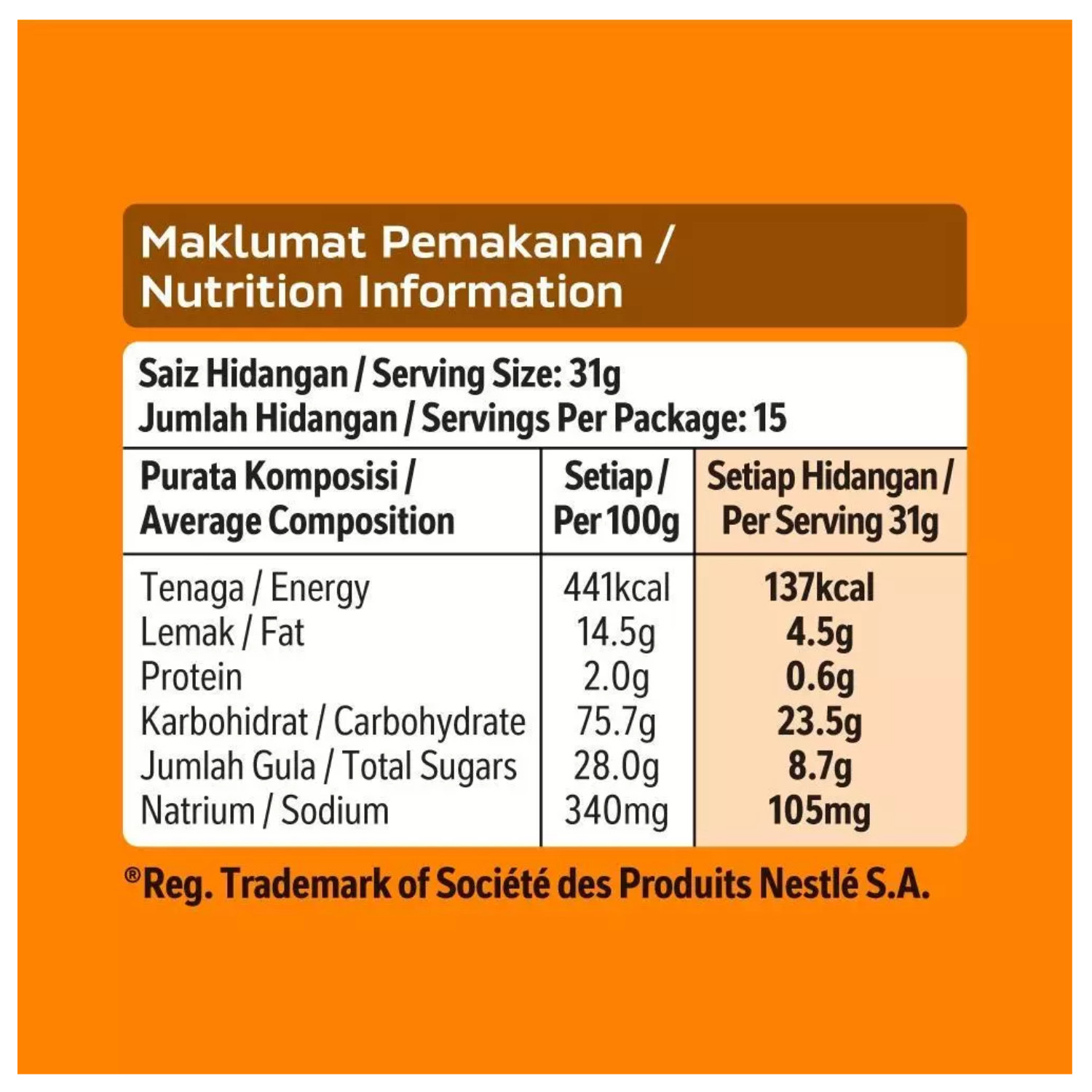 NESCAFE TARIK 3 in 1 Instant Coffee Mix 15 Sachets Malaysian Premix Coffee