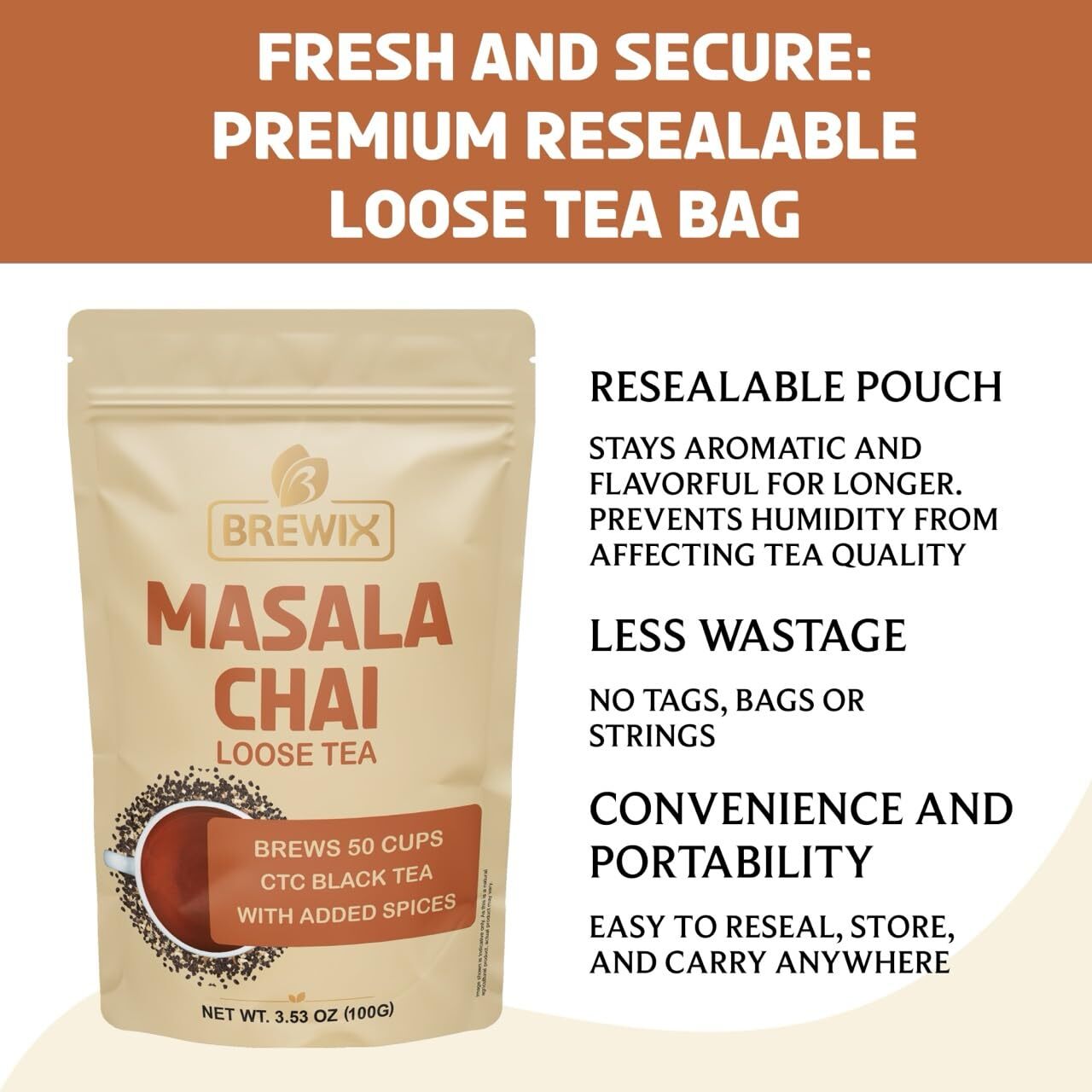 Masala Chai Tea Loose Leaf CTC TEA 50+ Cups 3.53oz/100g Strong Robust & Arom…