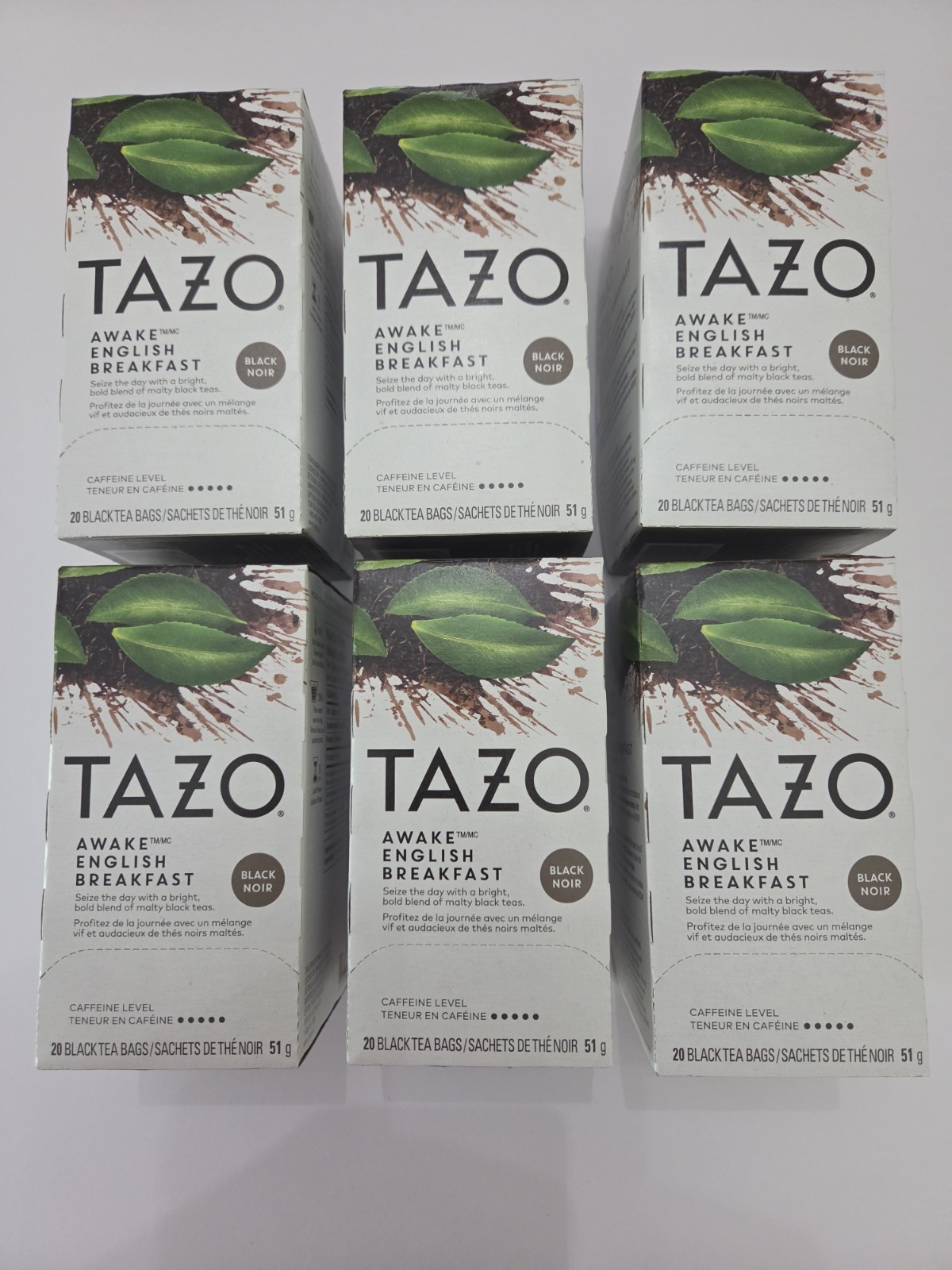 Tazo Awake English Breakfast Black Tea Bags Organic / 6 Boxes of 20 each