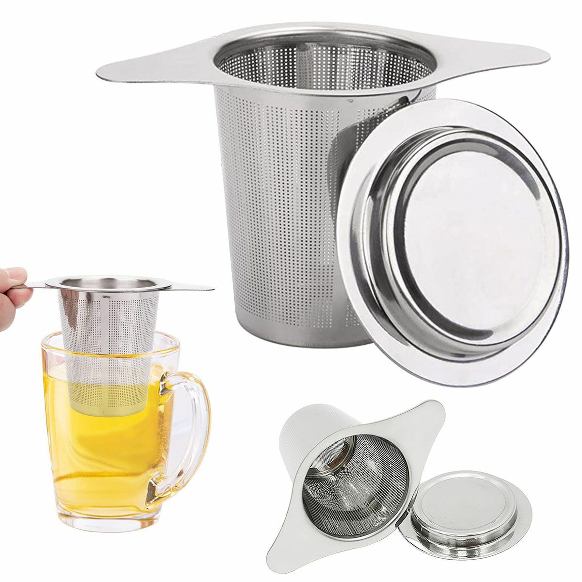 Tea Infuser Cup Mesh Tea Infuser Herb Strainer Stainless Steel Secure With Lid