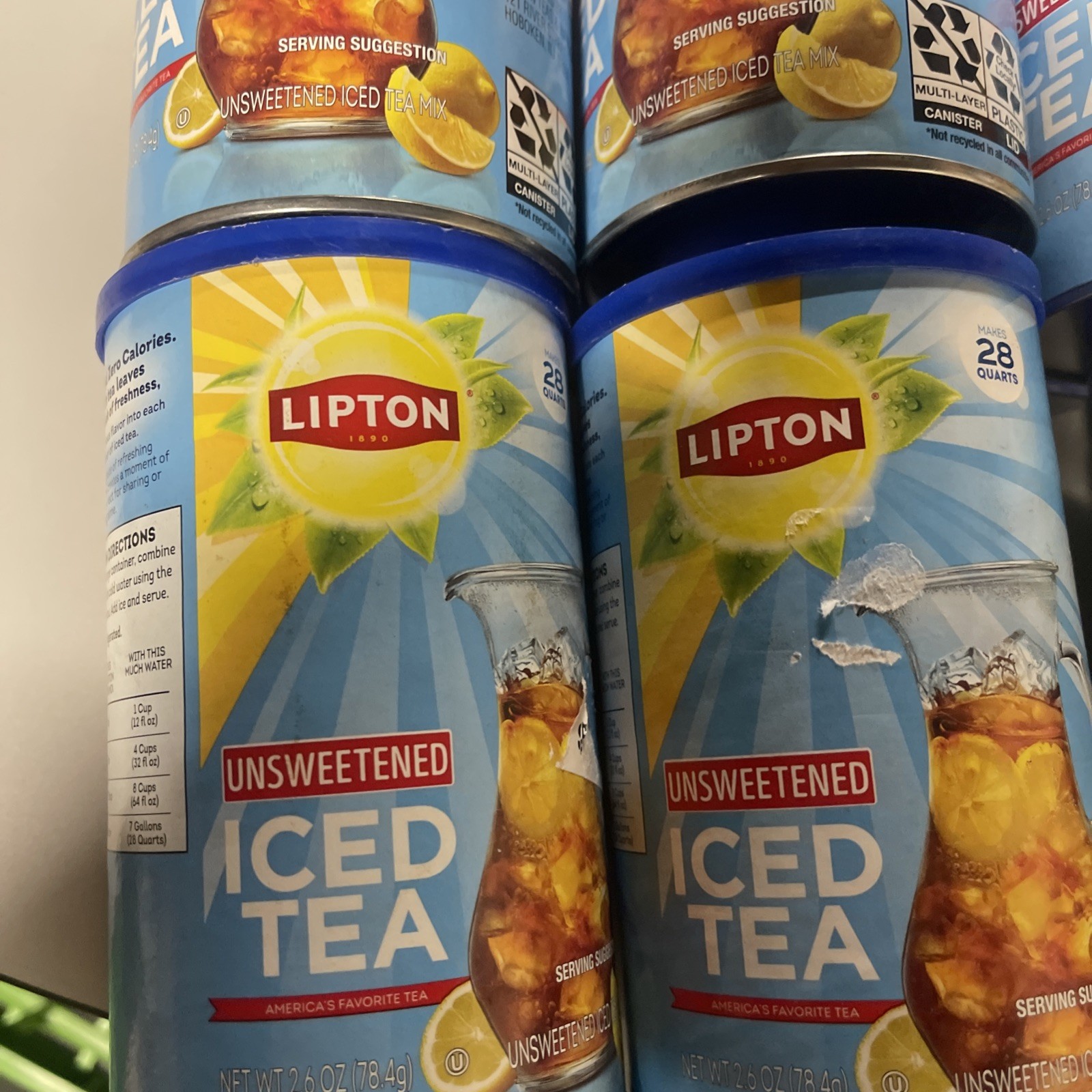 6x Lipton Unsweetened Black Tea Iced Tea Mix, 28 Quarts (168 Ttl)