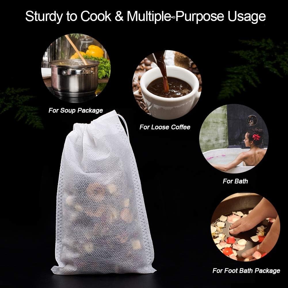 100Pcs Large Tea Bag Disposable Empty Tea Filter Bags No Mess Mesh 4 x 6″ Best”
