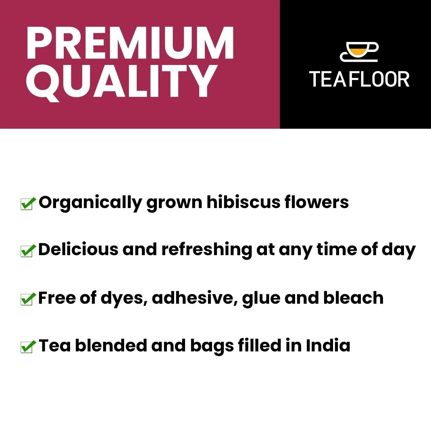 Teafloor Hibiscus Flower Tea Bags, 2gm Each Set Of 40 Tea Bags