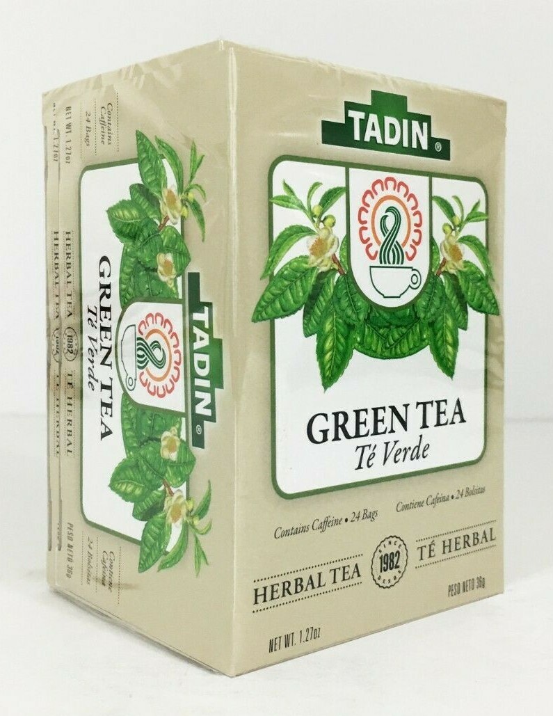 Tadin Green Tea, With Caffeine, Made in USA, 24 Bags. Pack of 6 Exp. 2/2025