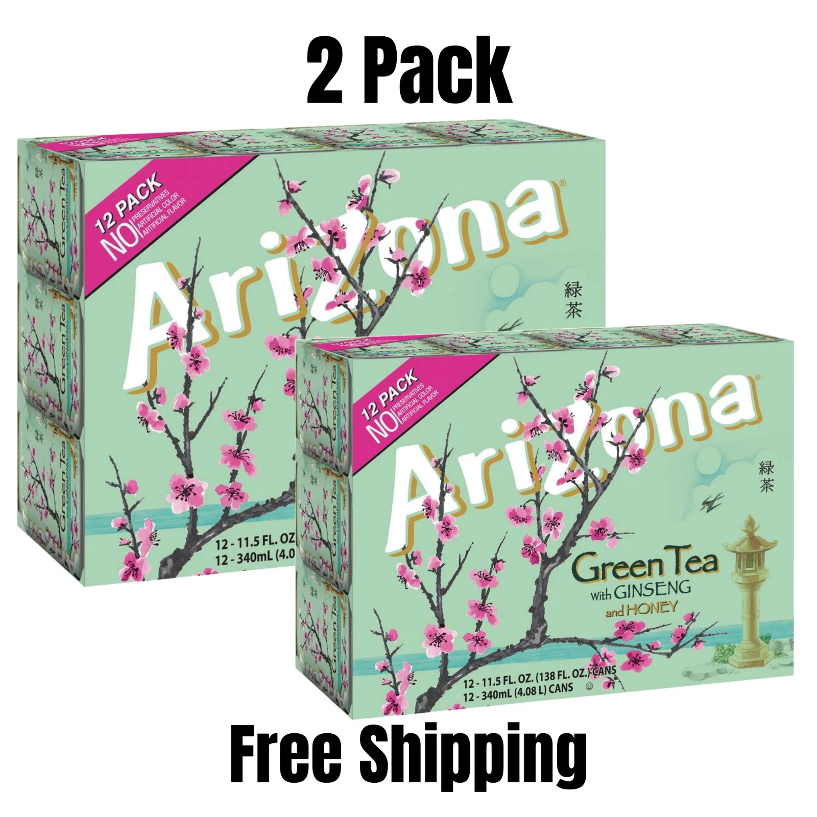 Arizona Green Tea with Ginseng and Honey, 11.5 Fl Oz Cans(12-Pack) Free Shipping
