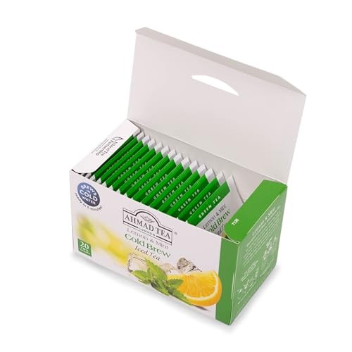 Ahmad Tea Lemon Mint Cold Brew Green Tea Bags 20 Count Refreshing Iced Tea