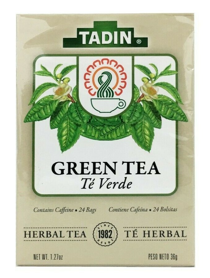 Tadin Green Tea, With Caffeine, Made in USA, 24 Bags. Pack of 6 Exp. 2/2025
