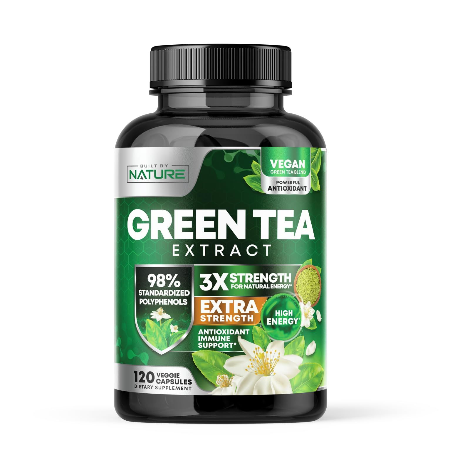 Built by Nature Green Tea Extract 1000mg – High Potency 120 Count (Pack of 1)