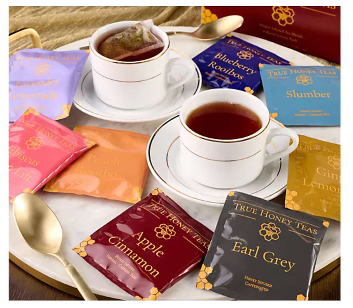 True Honey Teas 24 Single Serve Honey Infused Gourmet Teas w/ Gift Box