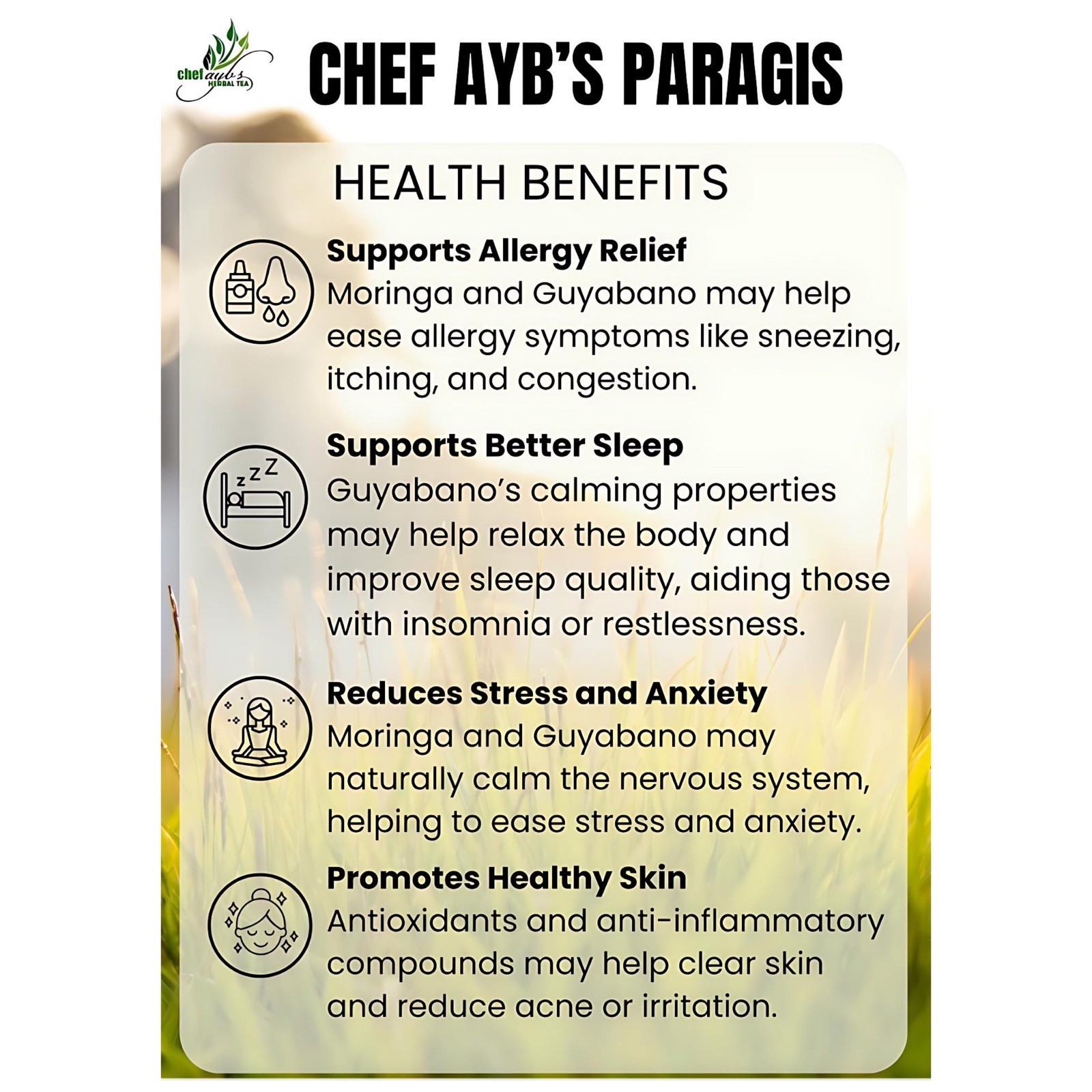 Chef Ayb’s Paragis with Moringa and Guyabano Tea (20 Tea bags)