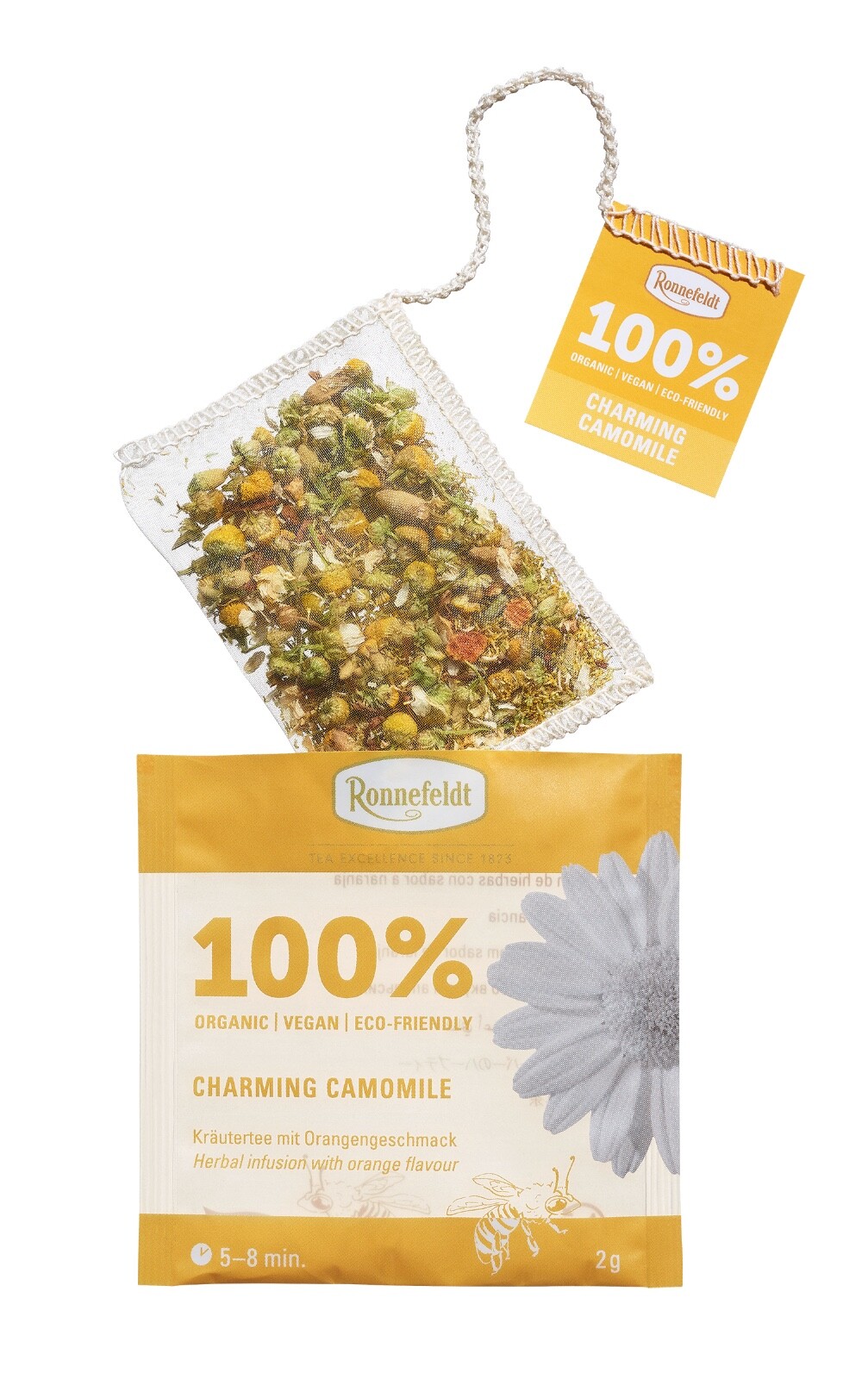 Ronnefeldt 100% Charming Camomile. 15 Organic herbal tea bags. Caffeine free.