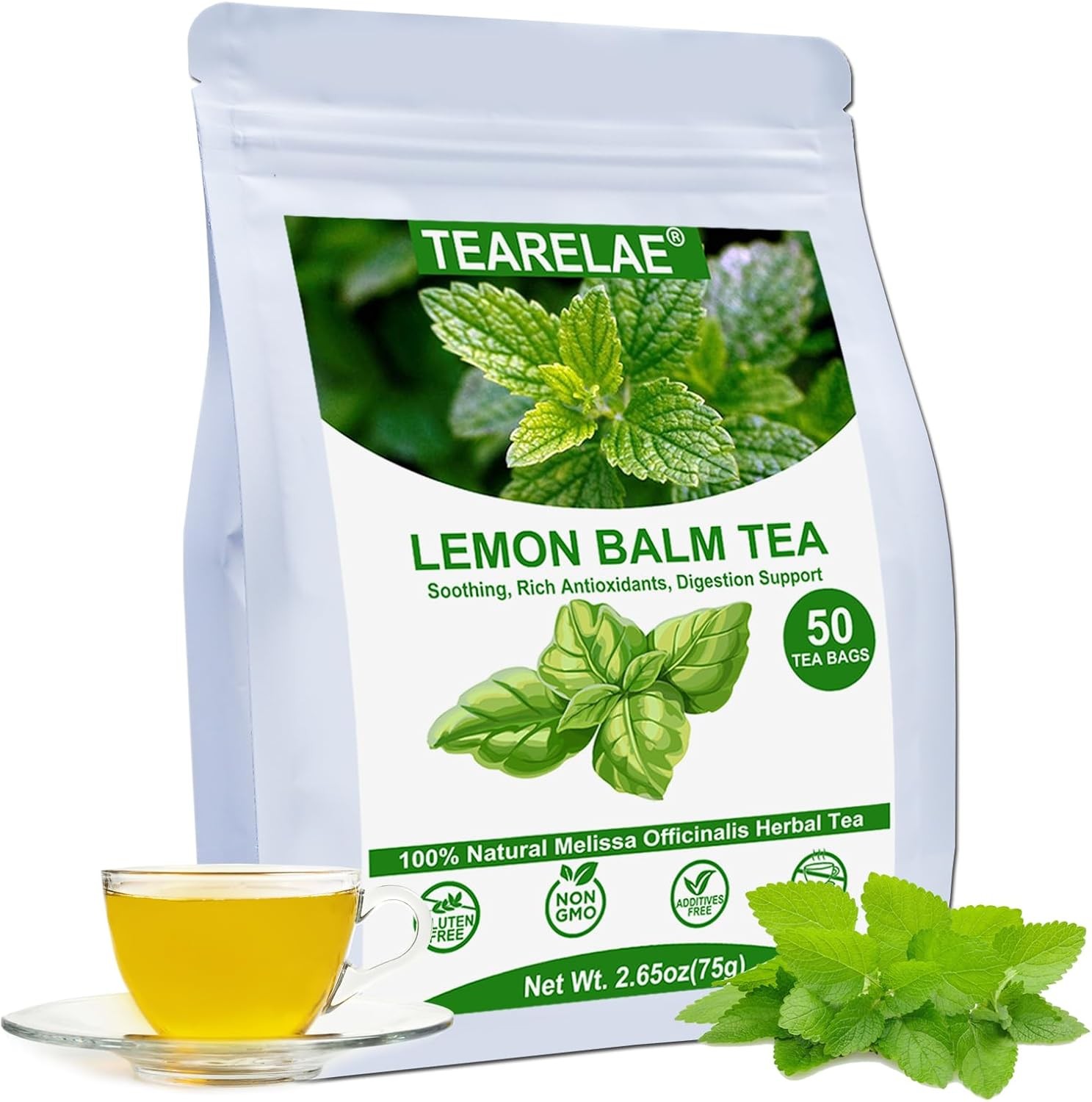 Lemon Balm Tea Bag – 1.5g X 50 Count – Pure Natural Dried Lemon Balm Herb –
