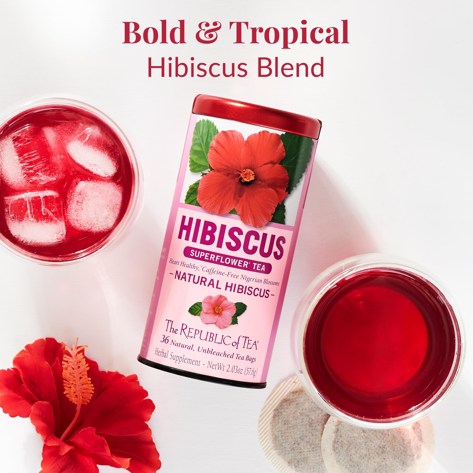 Hibiscus Tea Herbal Blend 36 Count Refreshing Tropical Infusion Gluten Free