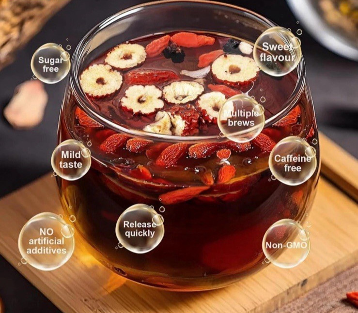 Ginseng six treasure tea , Kidney tea ,liver tea , red date kidney health – 30pc