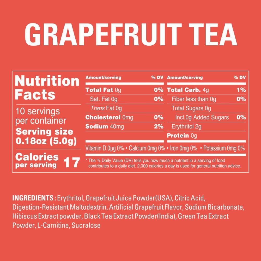 Portable Grapefruit Tea Stick Mix with Green Tea and Hibiscus – Refreshing Blend