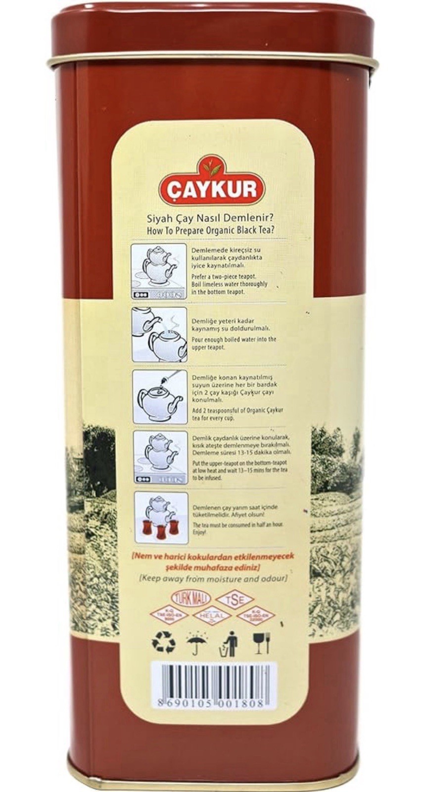 Caykur Organic Hemsin Black Tea 400g Turkish Loose Leaf Tea Tin