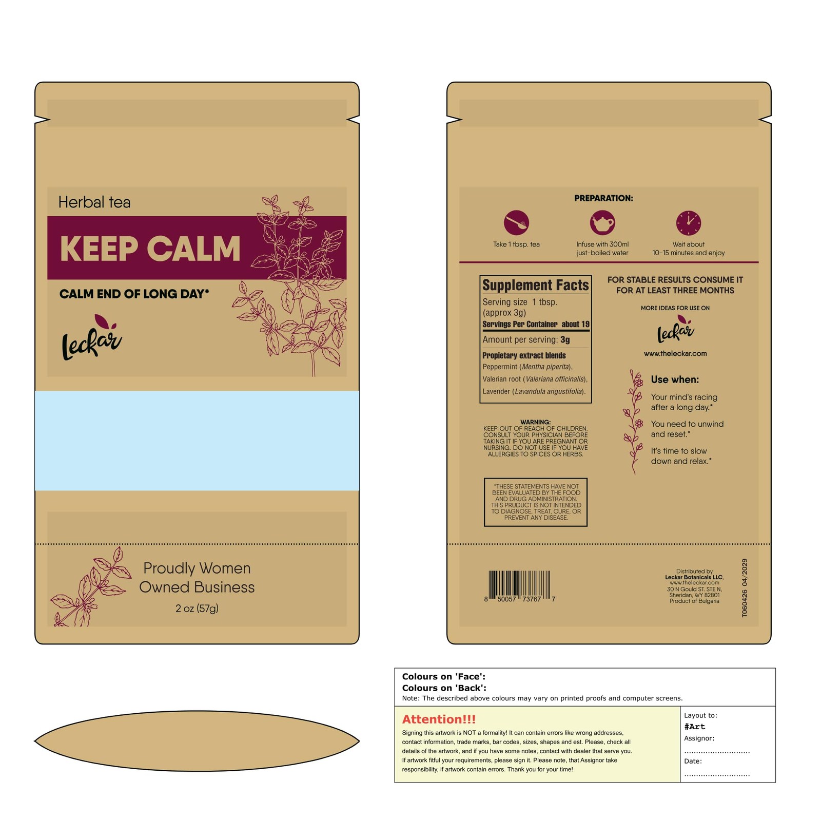 Keep Calm Valerian Root, Lavender, Peppermint Herbal Tea Loose Leaf Relaxing …