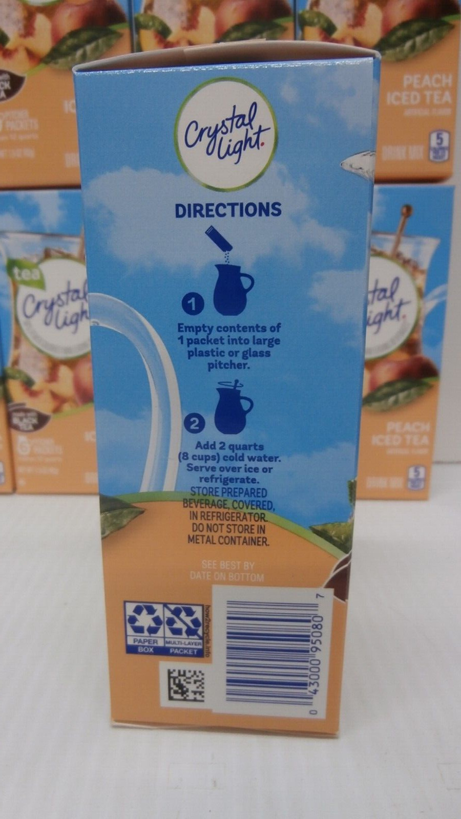 Case – 12ct Crystal Light Peach Tea 6 Packets in Each Box Powdered Drink Mix