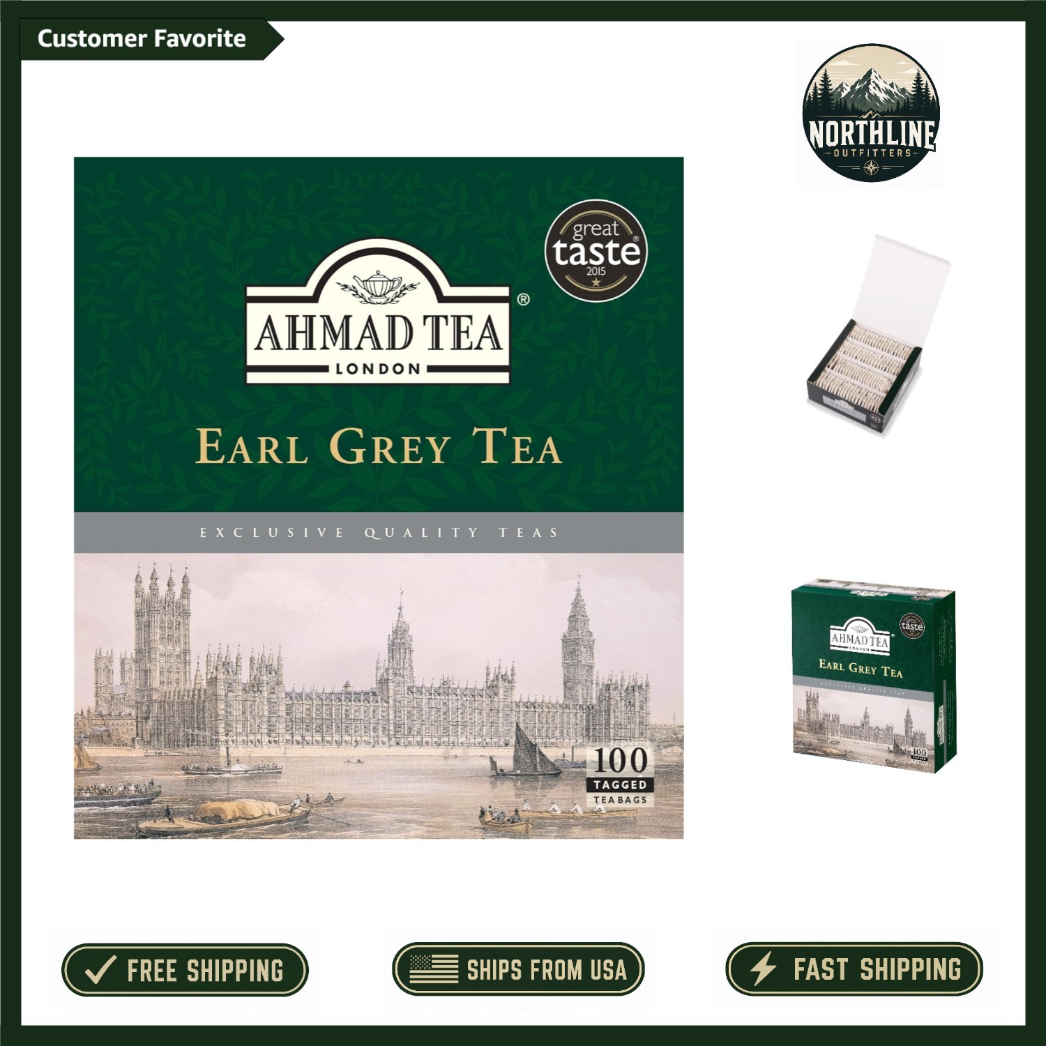 Earl Grey Tea Bliss: 100 Tagged Teabags for Immune Support & Refreshing Taste