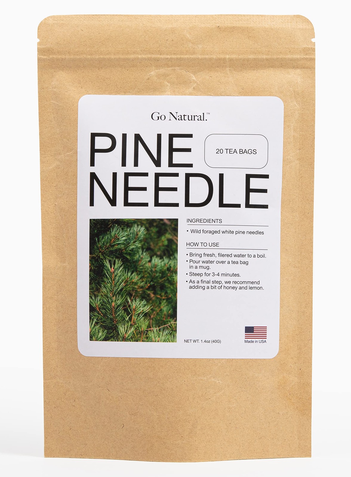 Pine needle tea, wild-foraged in the USA, picked from northern white pines | …