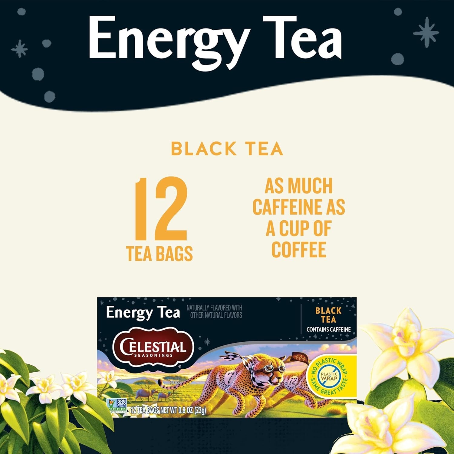 Caffeinated Black Tea with Sweet Vanilla – 72 Stringless Tea Bags Pack of 6