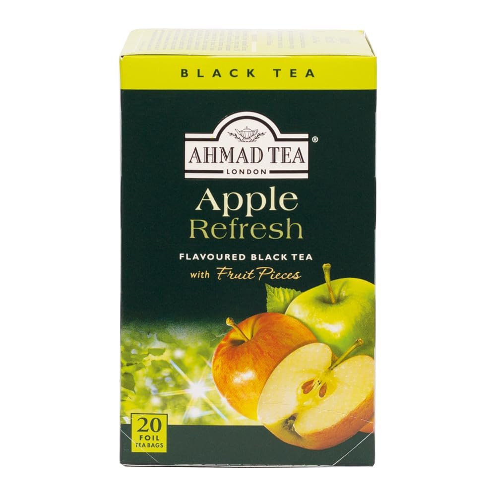 Ahmad Tea Apple Refresh 20 Count Black Tea Bags Naturally Caffeinated Sugar Free