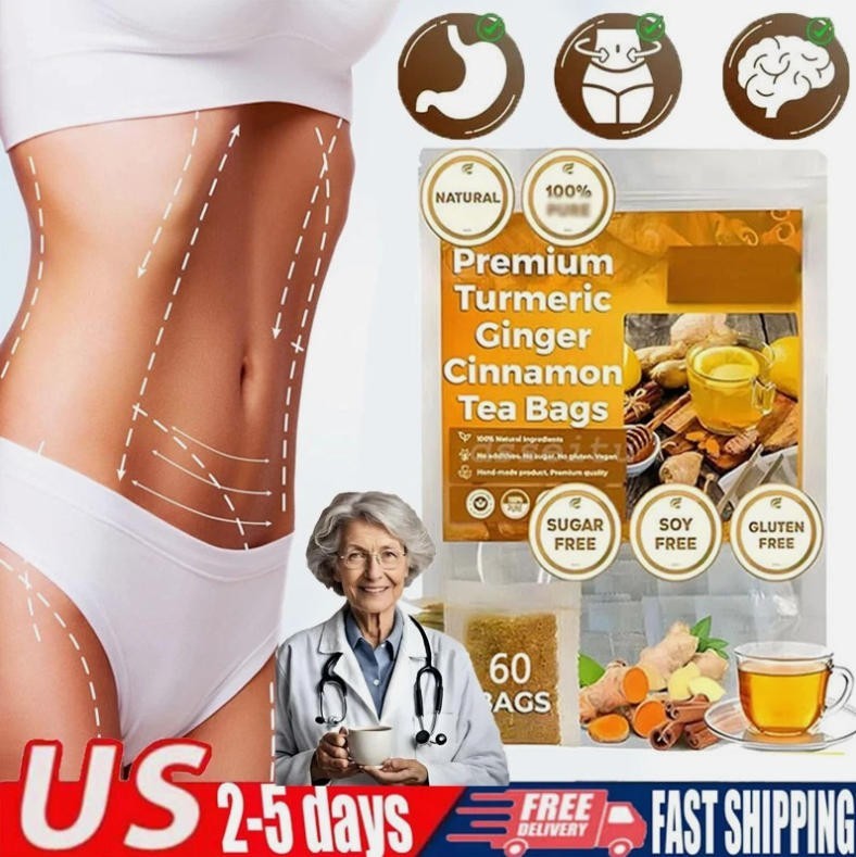 Organic Turmeric, Ginger & Cinnamon – 60 Tea Bags | Plant-Based Pyramid Tea Bag