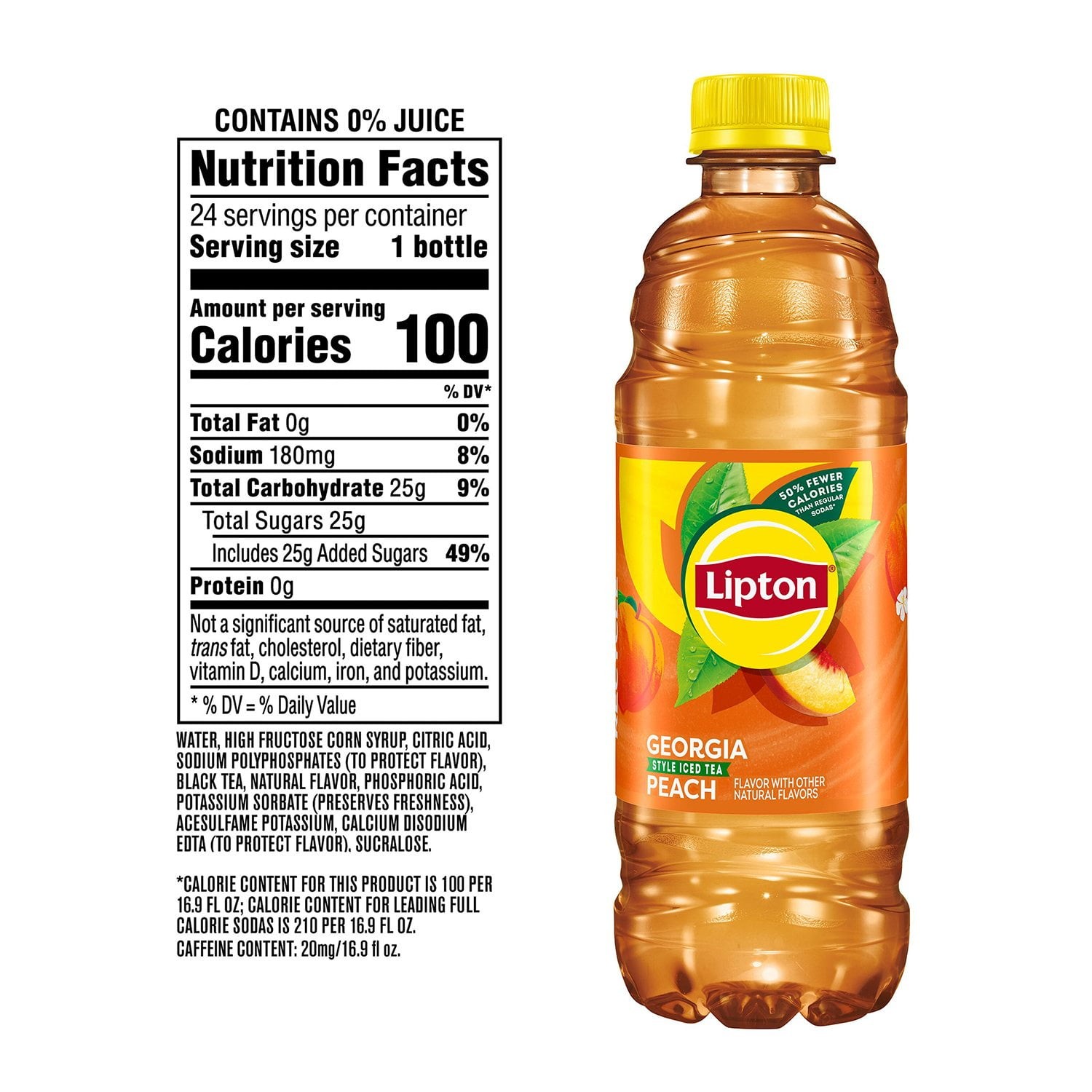 24 BOTTLES – Lipton Peach Iced Tea 16.9 fl oz FRESH!! FAST SHIP!!
