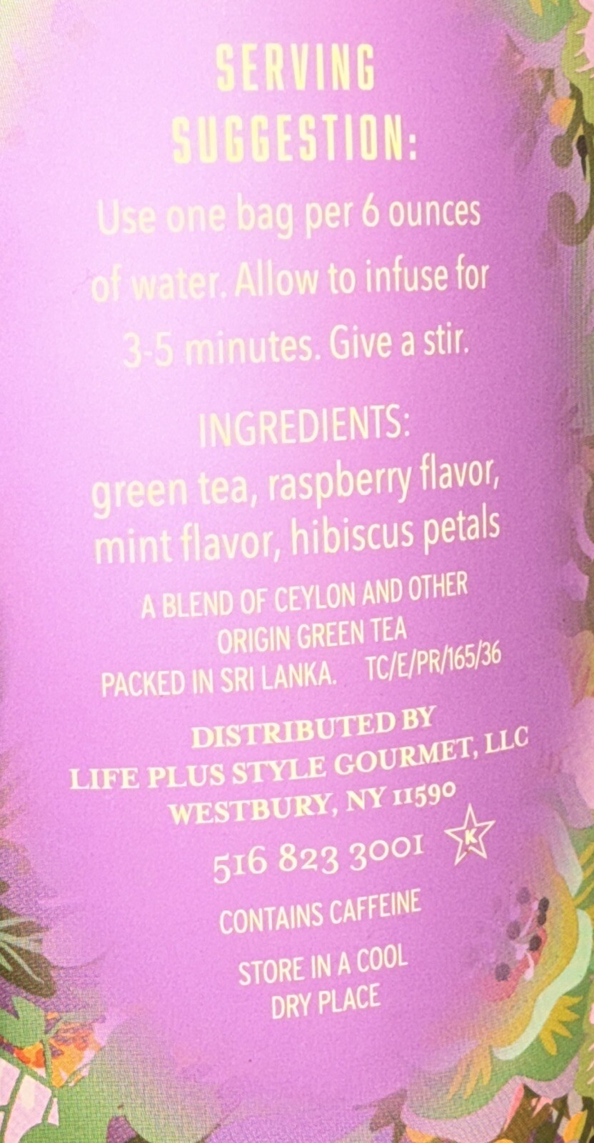 TEA TIME 🫖CAFFEINATED🫖 RASPBERRY MINT HIBISCUS GREEN TEA – 2 tubes-100 TeaBags